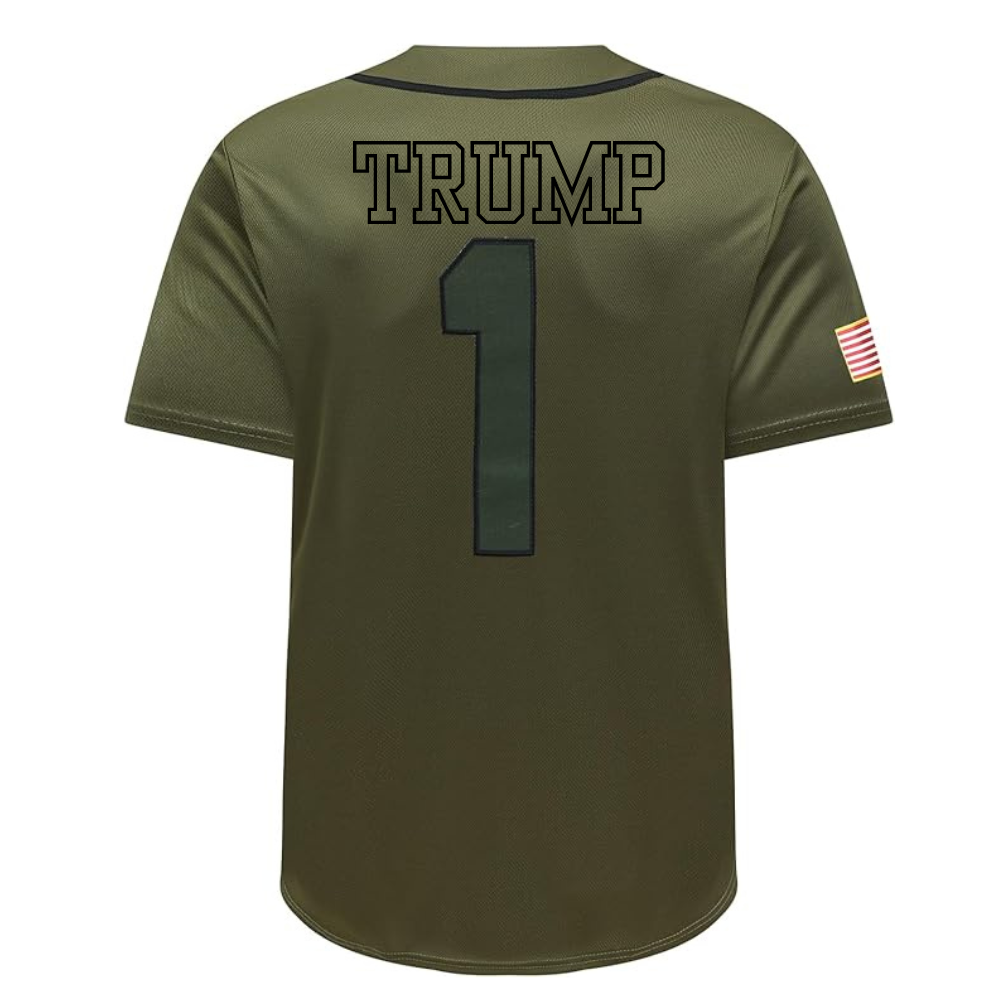 America Trump Embroidered Unisex Baseball Jersey (olive green)